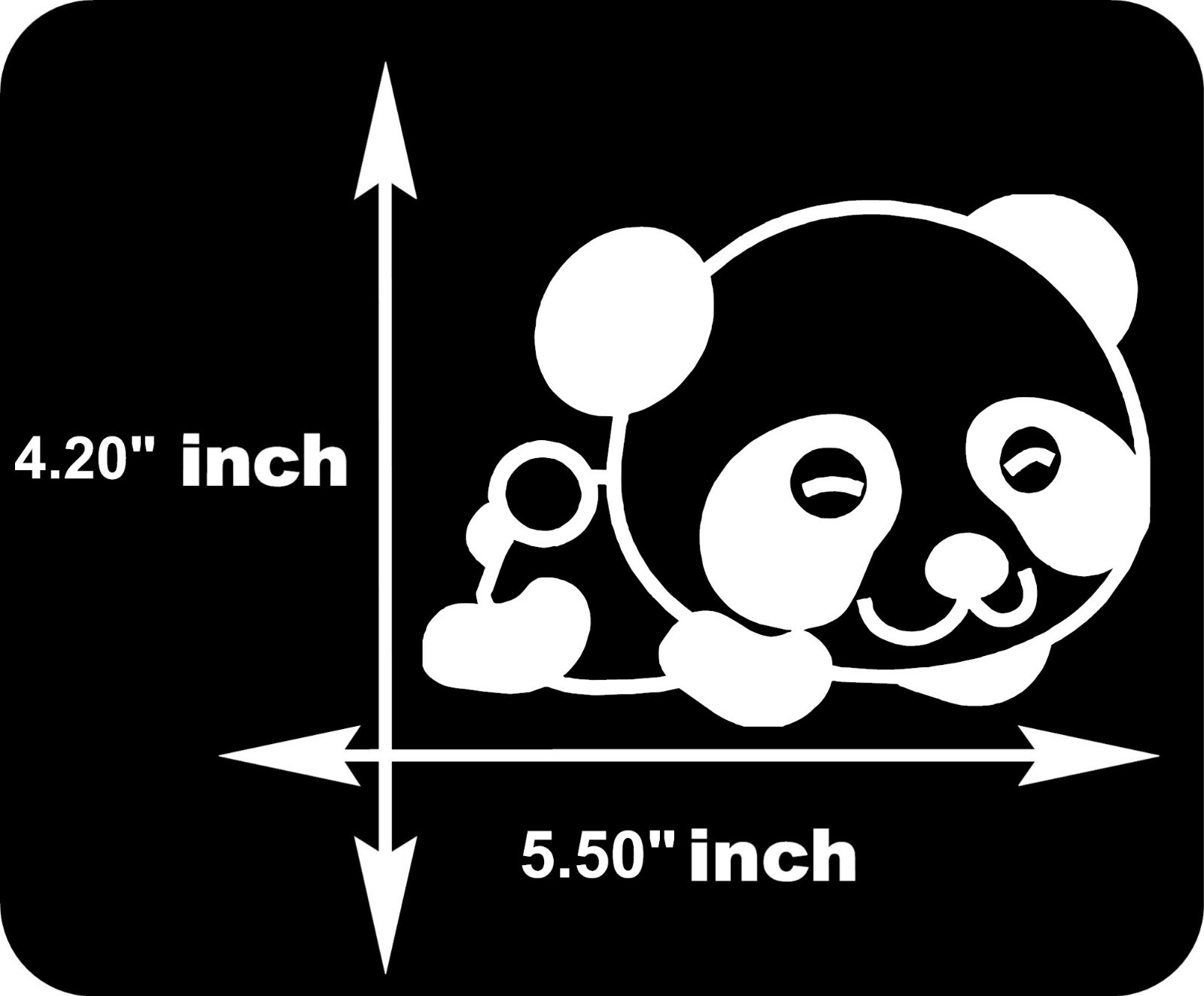 Cute Panda Decal Premium Quality Black Vinyl Decal 5.5" x 4.20"