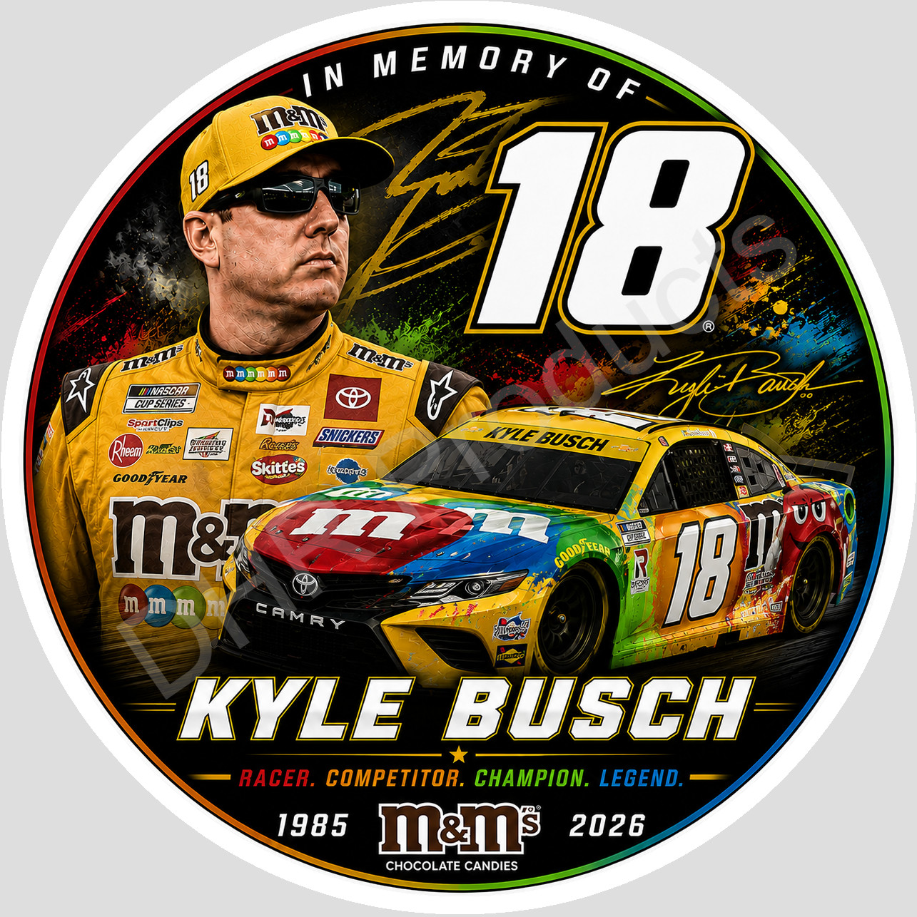 Kyle Busch Number 18 Tribute Commemorative Vinyl Sticker/Decal NASCAR 09