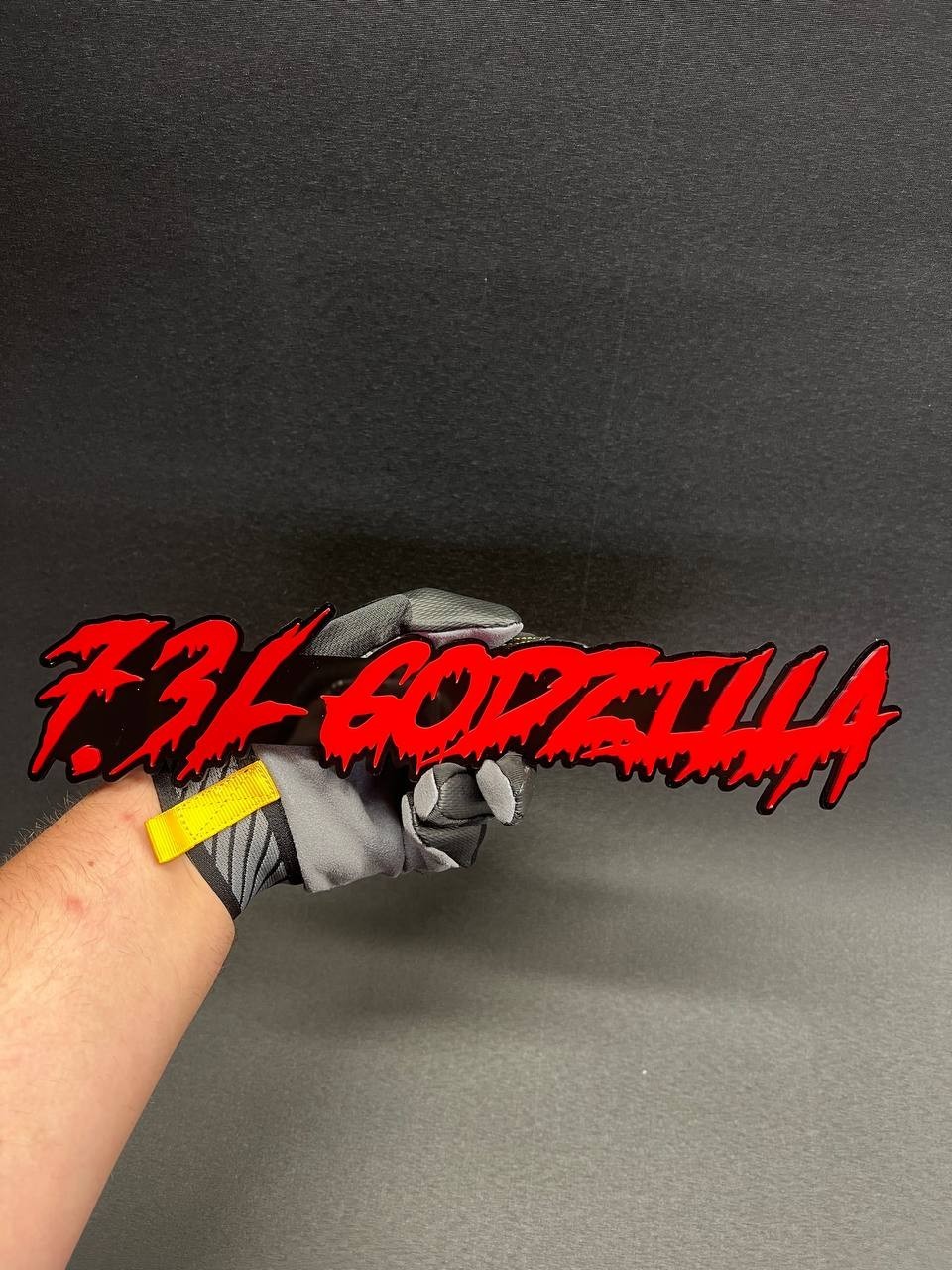 1X 7.3L Drip Godzilla Custom 3D Text Car Badge Fender Emblem Tailgate Toolbox 3D