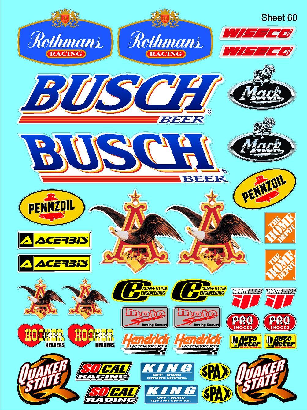 CLEAR VINYL RACING SHEET 60 Sticker -R/C MODEL Decals 1/12-1/10-FG-MCD