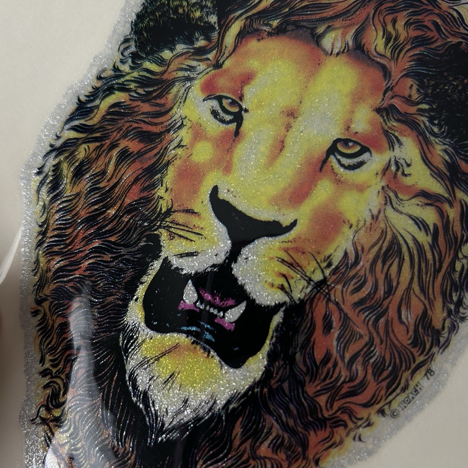 1980s Vintage Large Roach Brand Glitter Lion Sticker Decal New Old Stock NOS