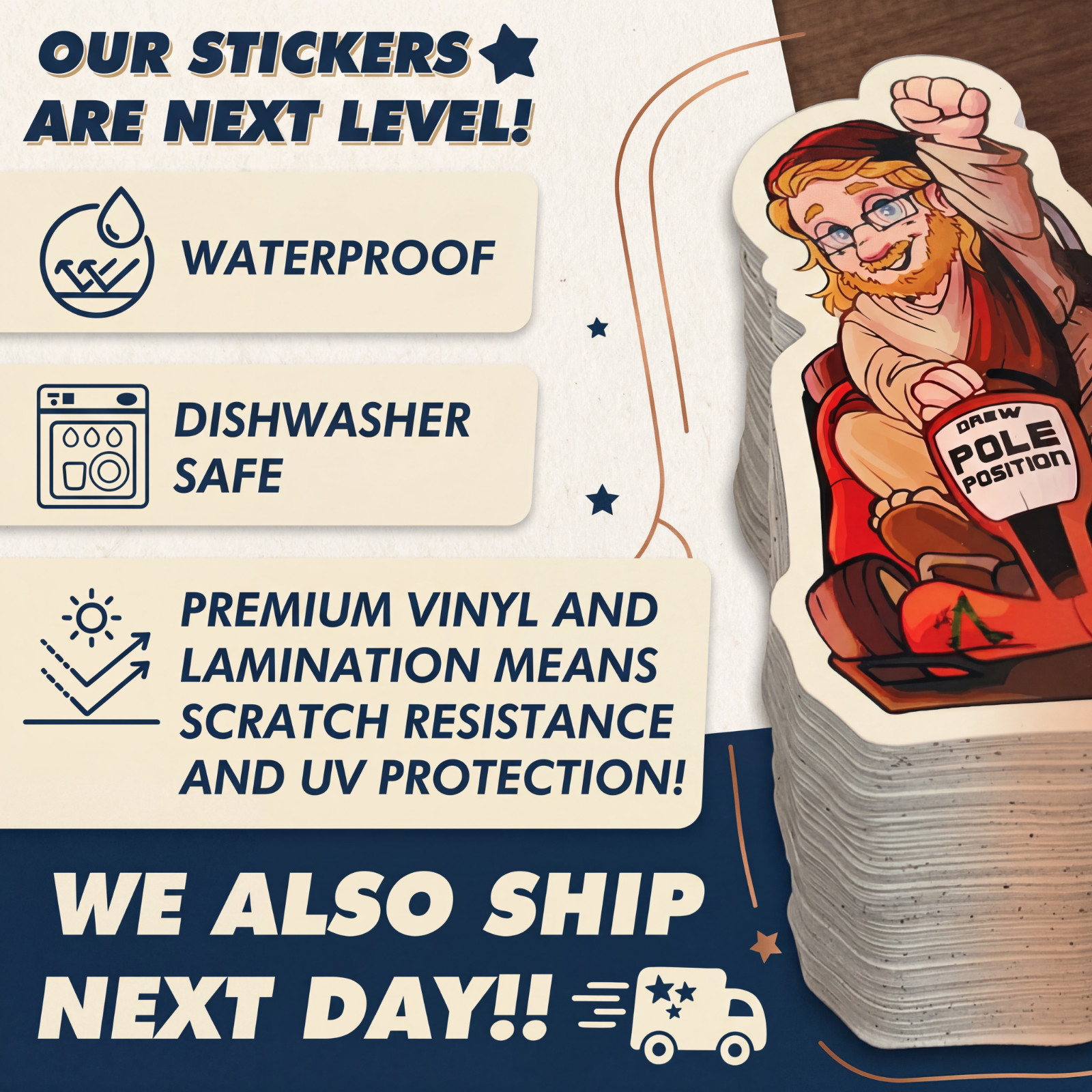 Custom Die Cut Vinyl Stickers Waterproof Logo Stickers Any Size Shape Business