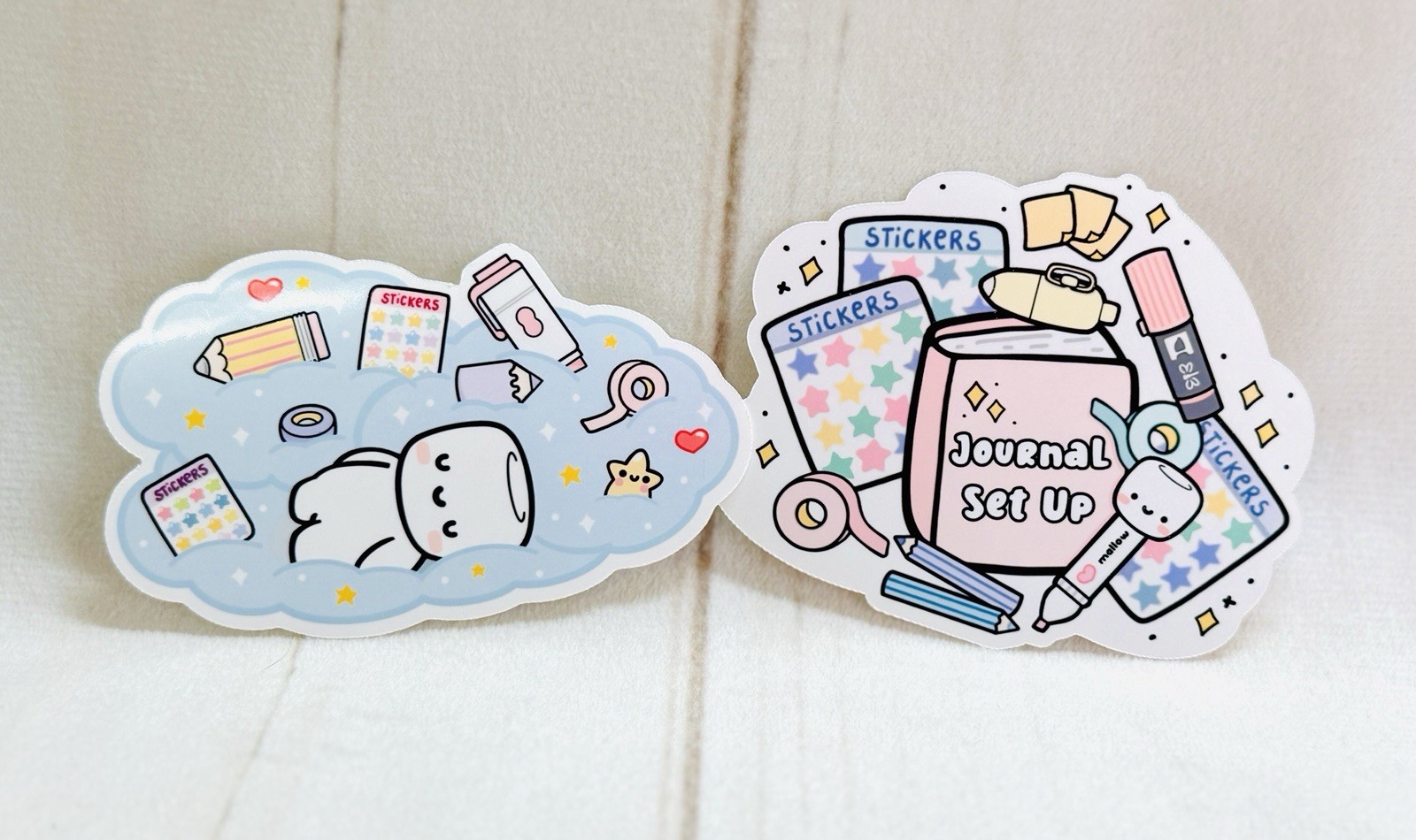 x2 Marshmallow Studio MMS Cocoa Cloud Stationery Journal Vinyl Sticker Flake Set