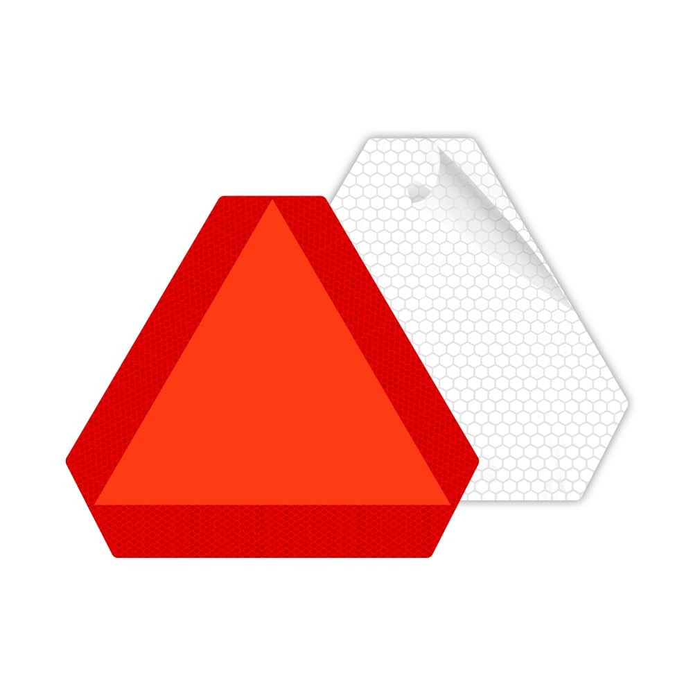 Small Slow Moving sticker Slow Vehicle Sign, 7 x 8 inches, Reflective Triangle