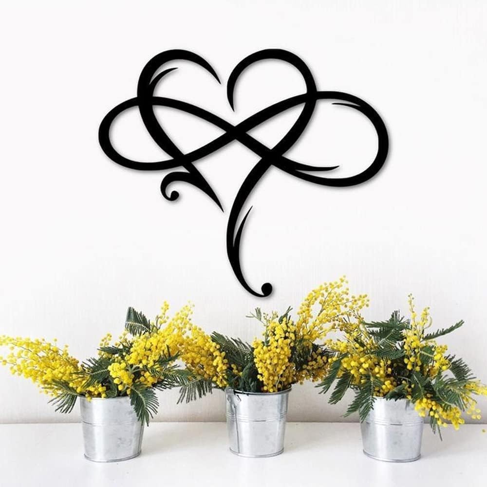 Infinity Heart Metal Wall Art – Elegant Love Sign for Home Décor 13.8"x11.4"