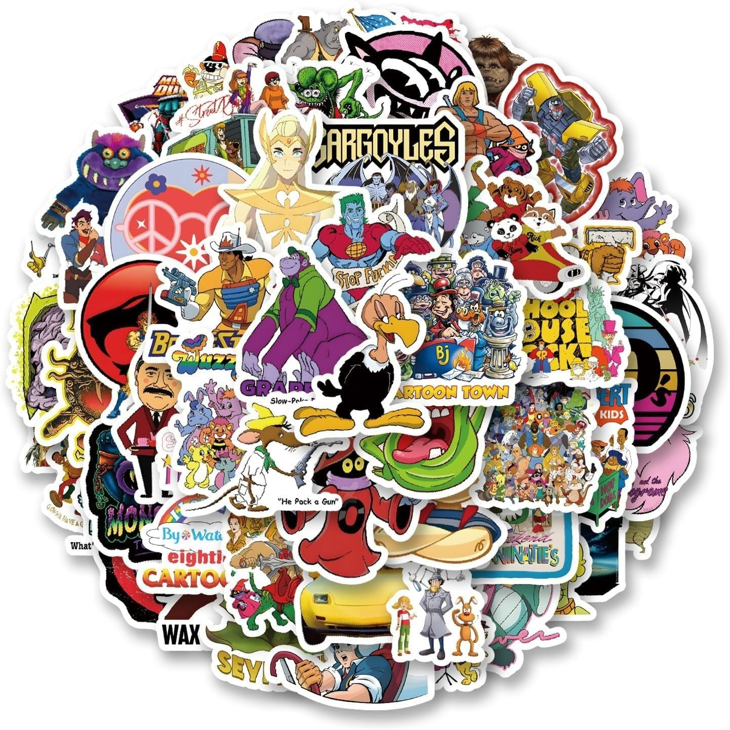 63pcs Classic 80s Stickers Pack, Animation Aesthetic Vinyl Waterproof Decals for