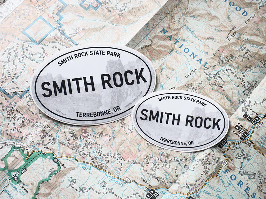 Smith Rock State Park Oregon White Oval Bumper Sticker 3" & 4"