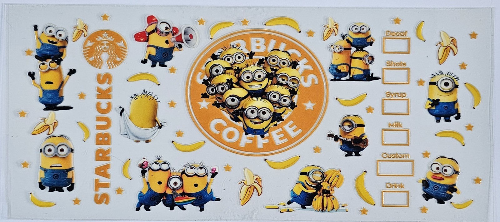 Minions Starbucks Coffee Uv Dtf Cup Wrap Transfer Decal
