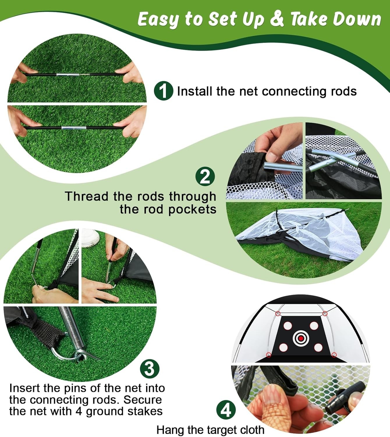 Golf Net: 10x7ft Golf Practice Net for Backyard Chipping Driving with Dual-Tu…