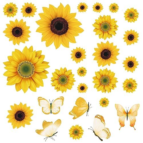 Peel and Stick Wall Decals | Decorations for Bedroom Kitchen Sunflower