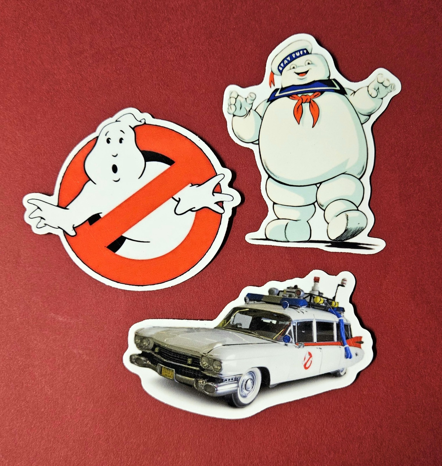 Ghostbusters Die-Cut Vinyl Sticker Pack – Logo / Stay Puft / & Ecto-1 Glossy