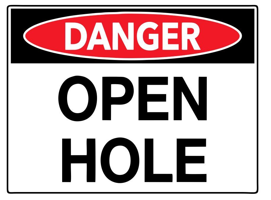 Danger Open Hole Safety Sign Sticker Decal Label D7325