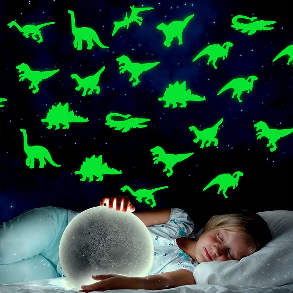 45 PCS Luminous Dinosaur Wall Stickers, Dinosaur Decor for Kids,Glow in the Dark