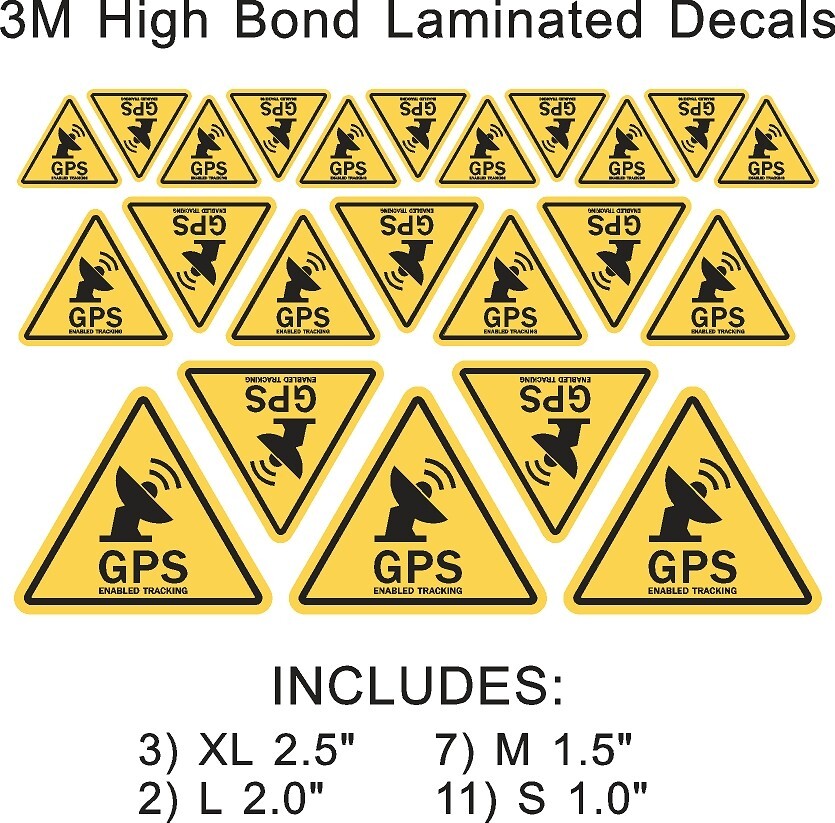23 PACK GPS Tracking Warning Theft Deterrent Laminated Stickers High Quality