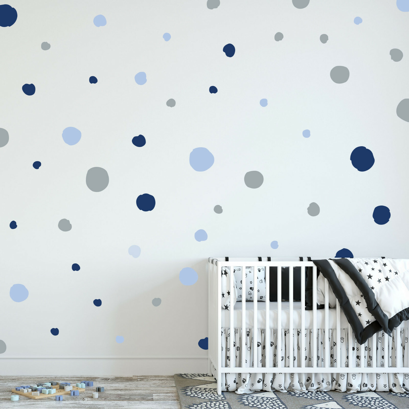 Blue Pink Circular Triangle dots Wall Fabric Decal Set Sticker Baby Room Decor