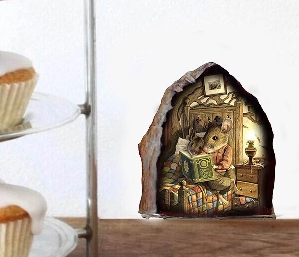 3D Wall Sticker Realistic Mouse Wall Sticker Miniature Mouse Hole Decal Mural