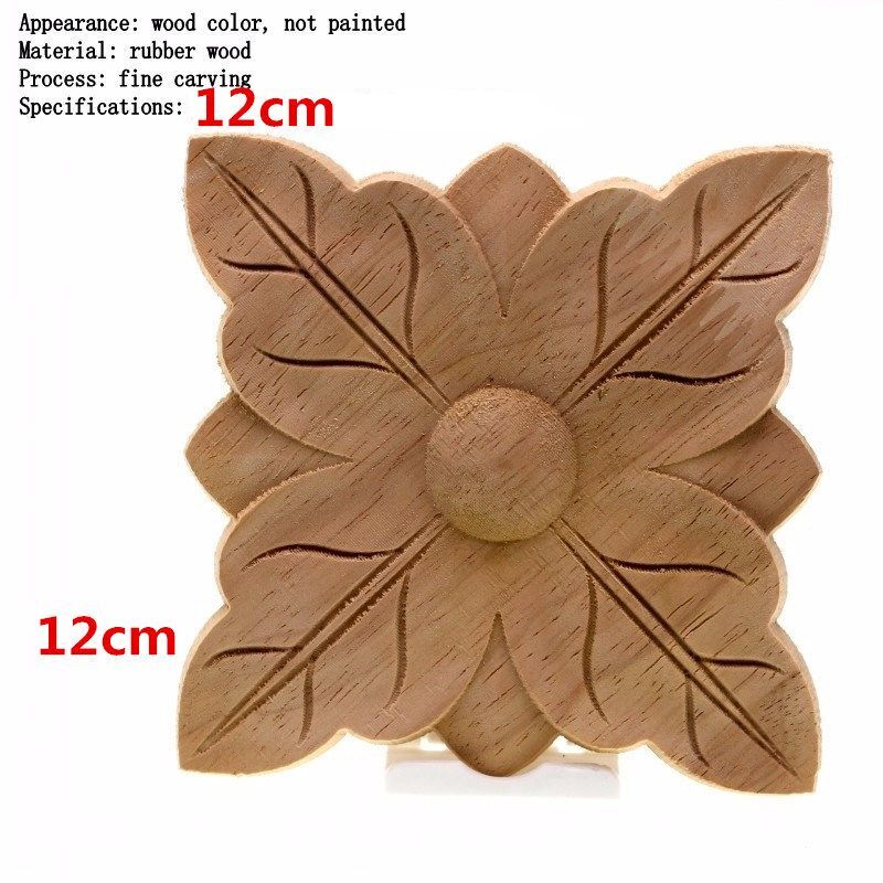 Unpainted Wood Color Decal Applique Furniture Square Home Decoration Accessories