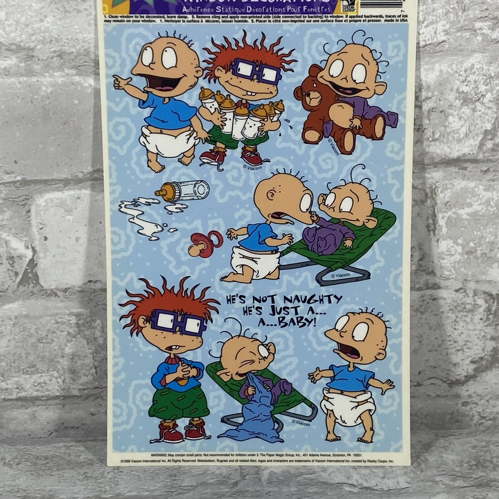 Vtg Rugrats Nickelodeon Static Cling Window Decorations