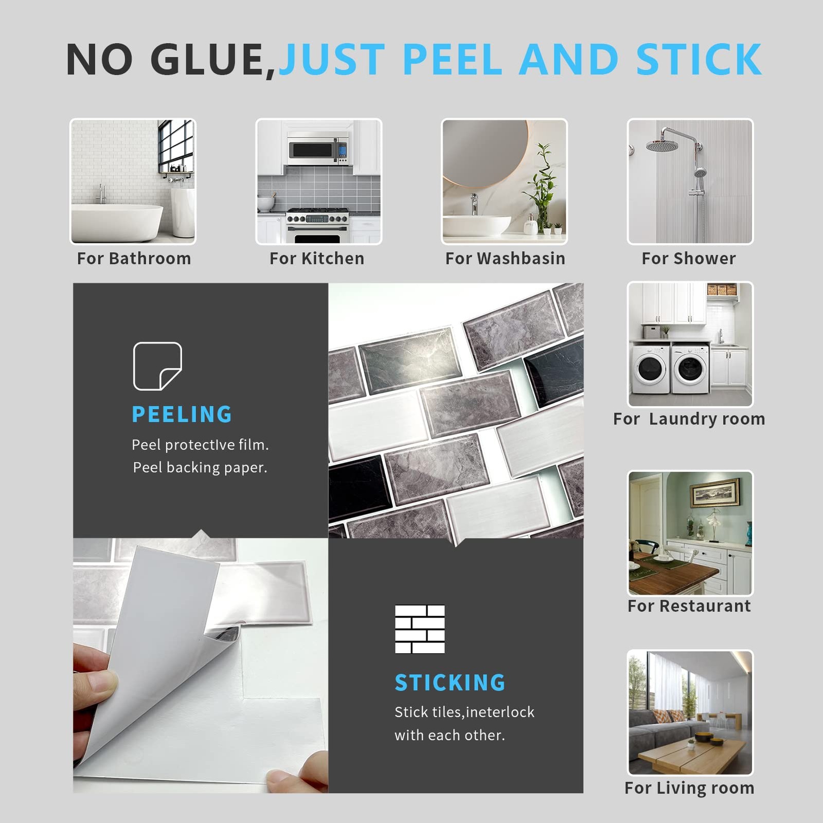 10-Sheet Subway Tile Peel and Stick Backsplash for Kitchen,12"x12" Self Adhes…