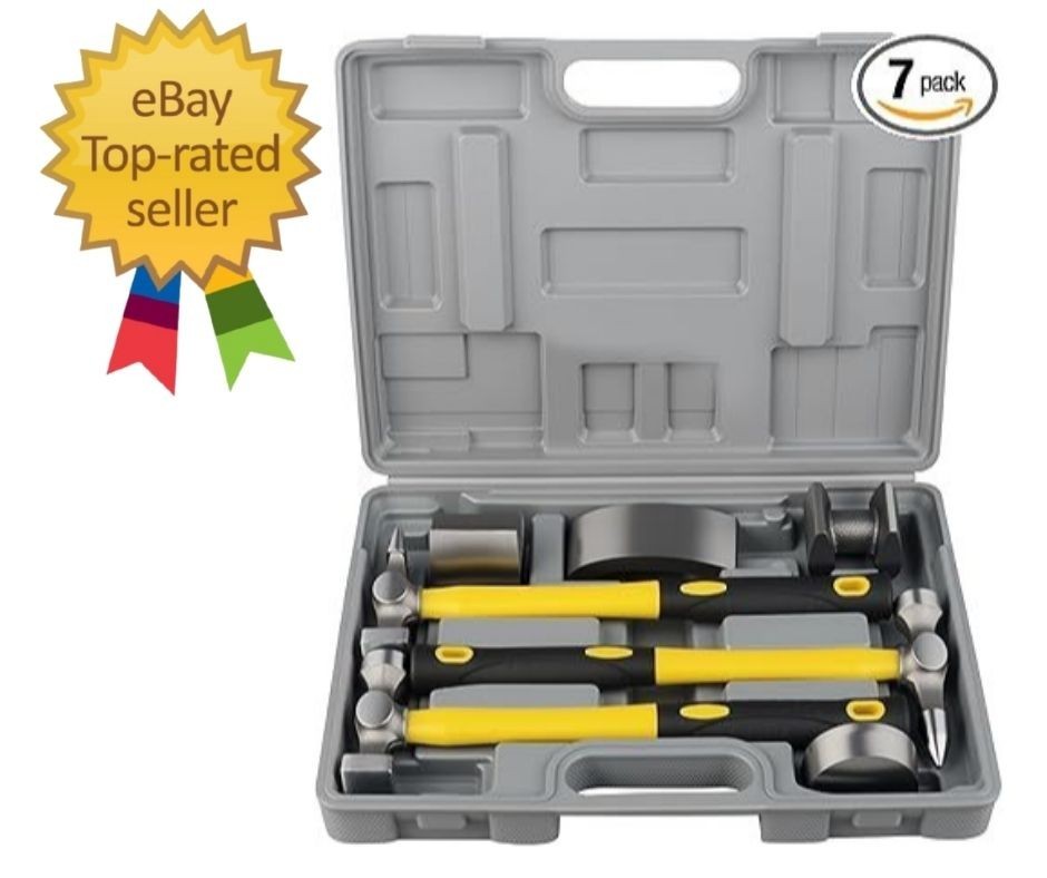 7Pcs Auto Body Repair Kit, Craft Panel Beating Hammer and Dolly Set… Fast Ship