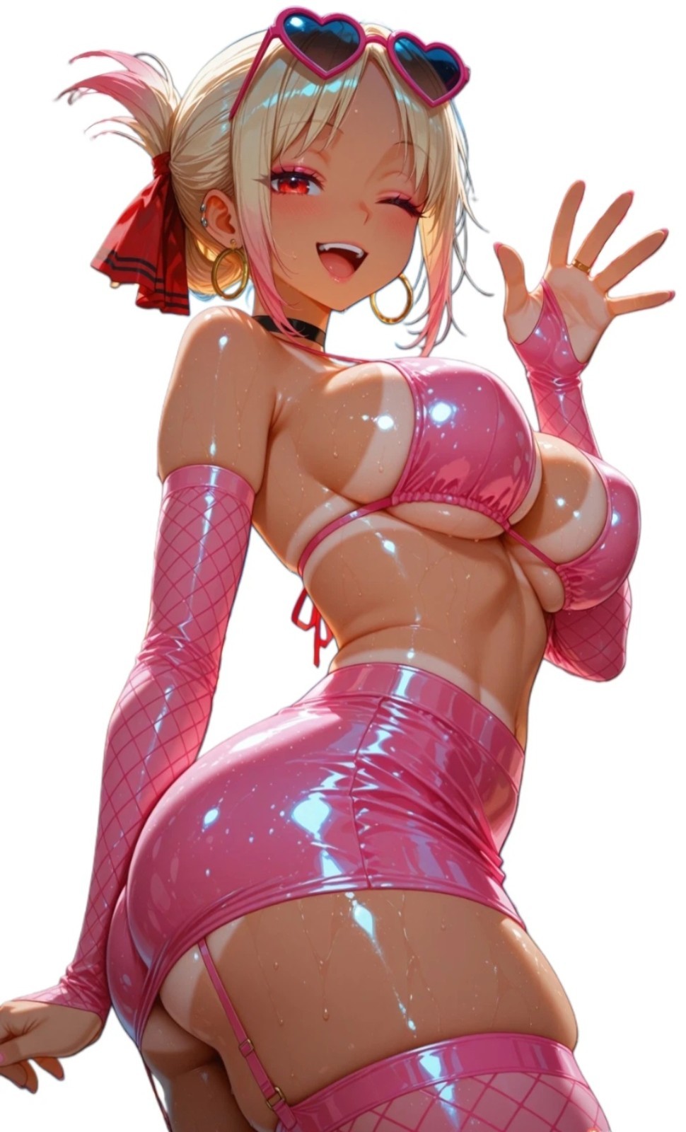 Hot Anime Girl Sticker Pink Fishnet Waifu Decal 5"