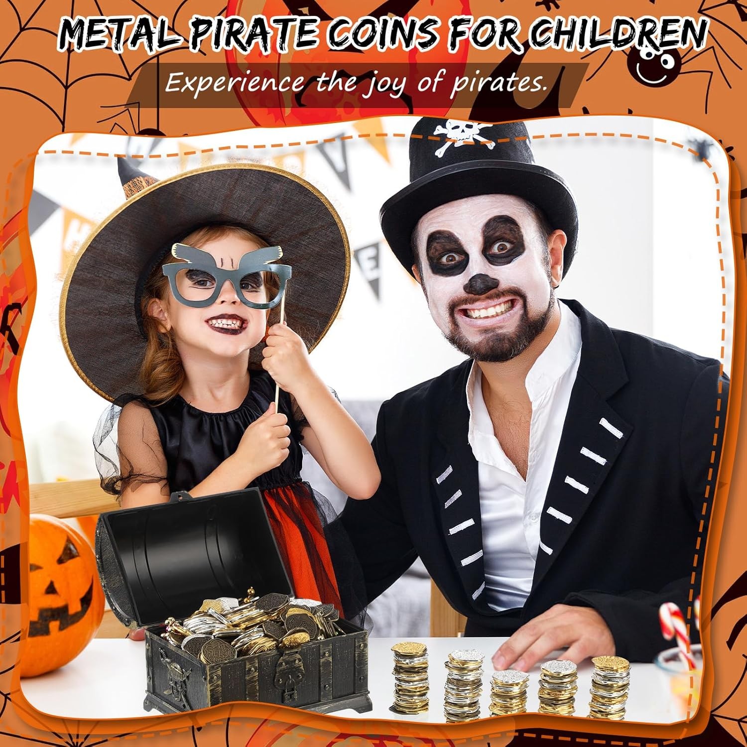Hanaive 50 Pcs Metal Pirate Coins Spanish Doubloon Gold, Silver, Bronze