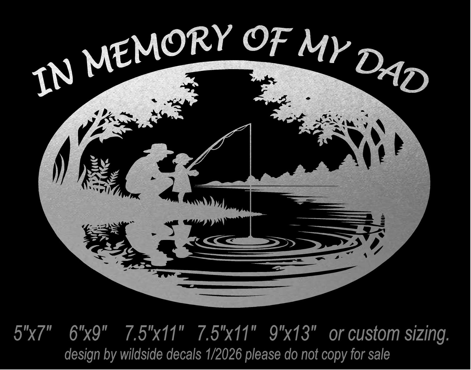 In Memory of My Dad Decal Father and Daughter Fishing on Lake Vinyl Sticker