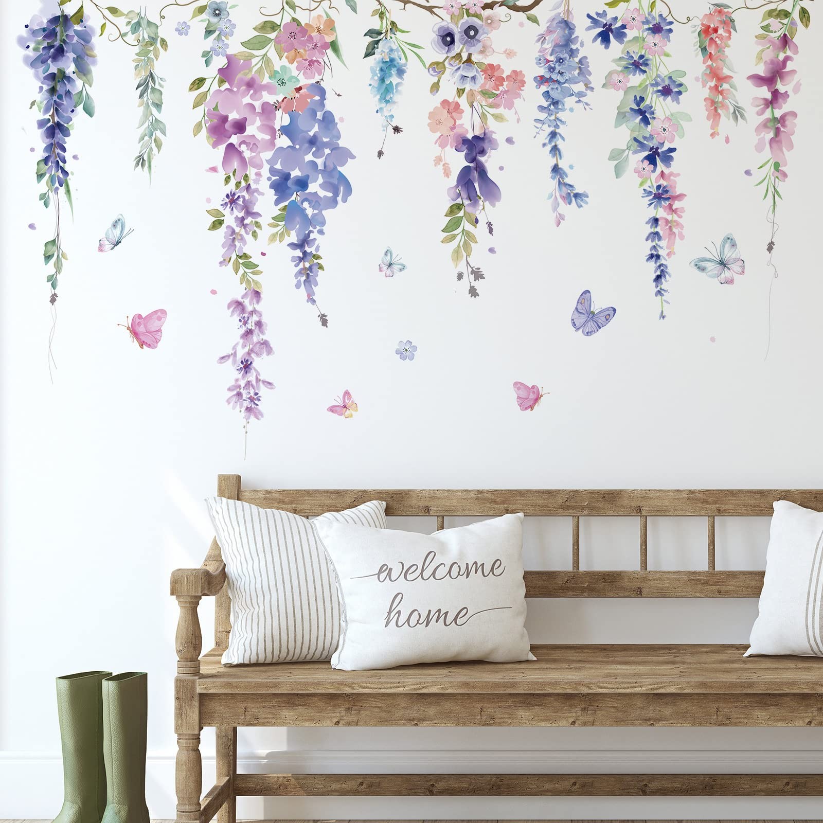 Zonon 6 Pcs Flowers Wall Decals Stickers Vinyl As Shown in the Picture