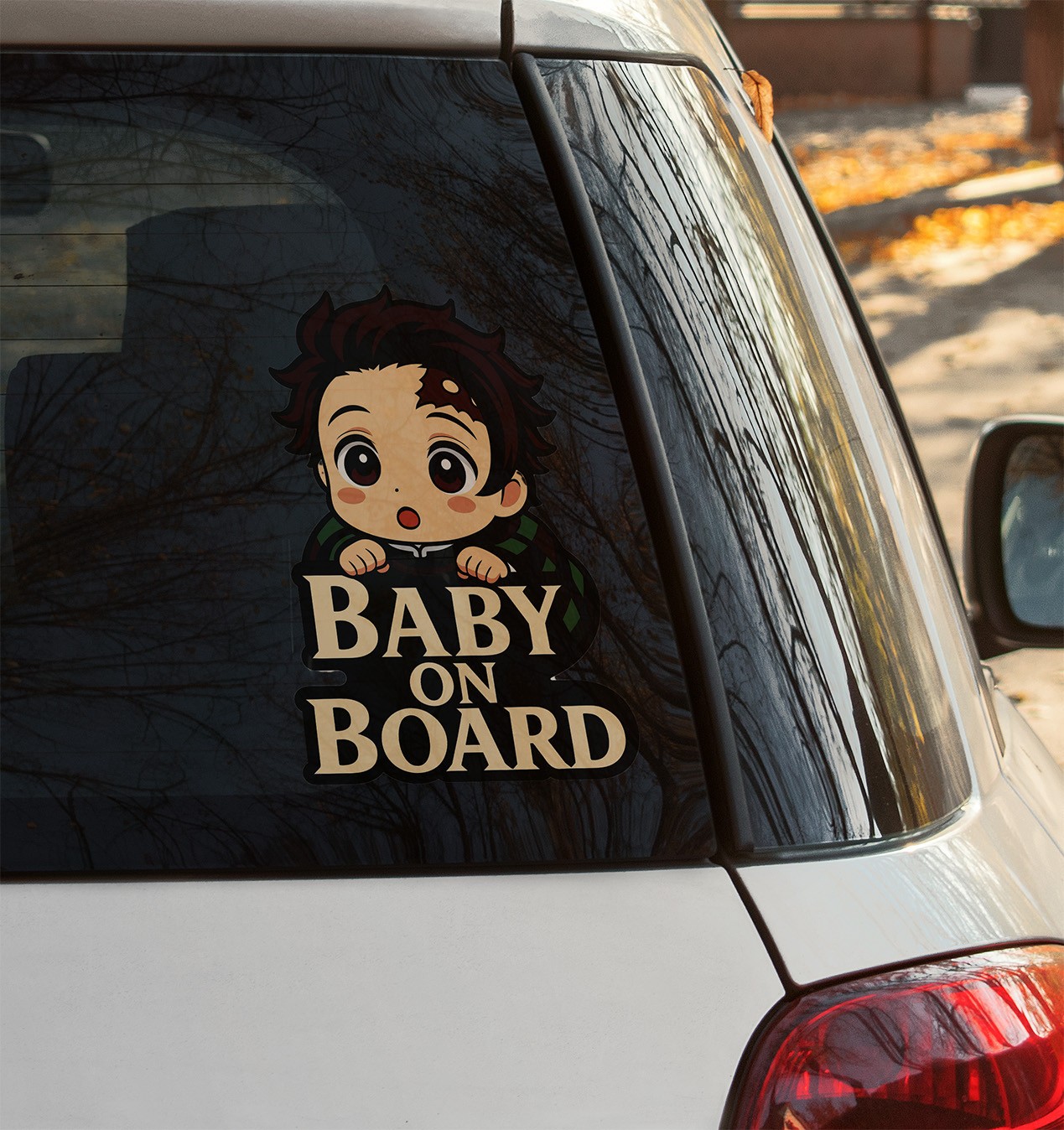 🔖 Demon Slayer Baby On Board Decal – Glossy Vinyl Sticker – 6.5” × 5”