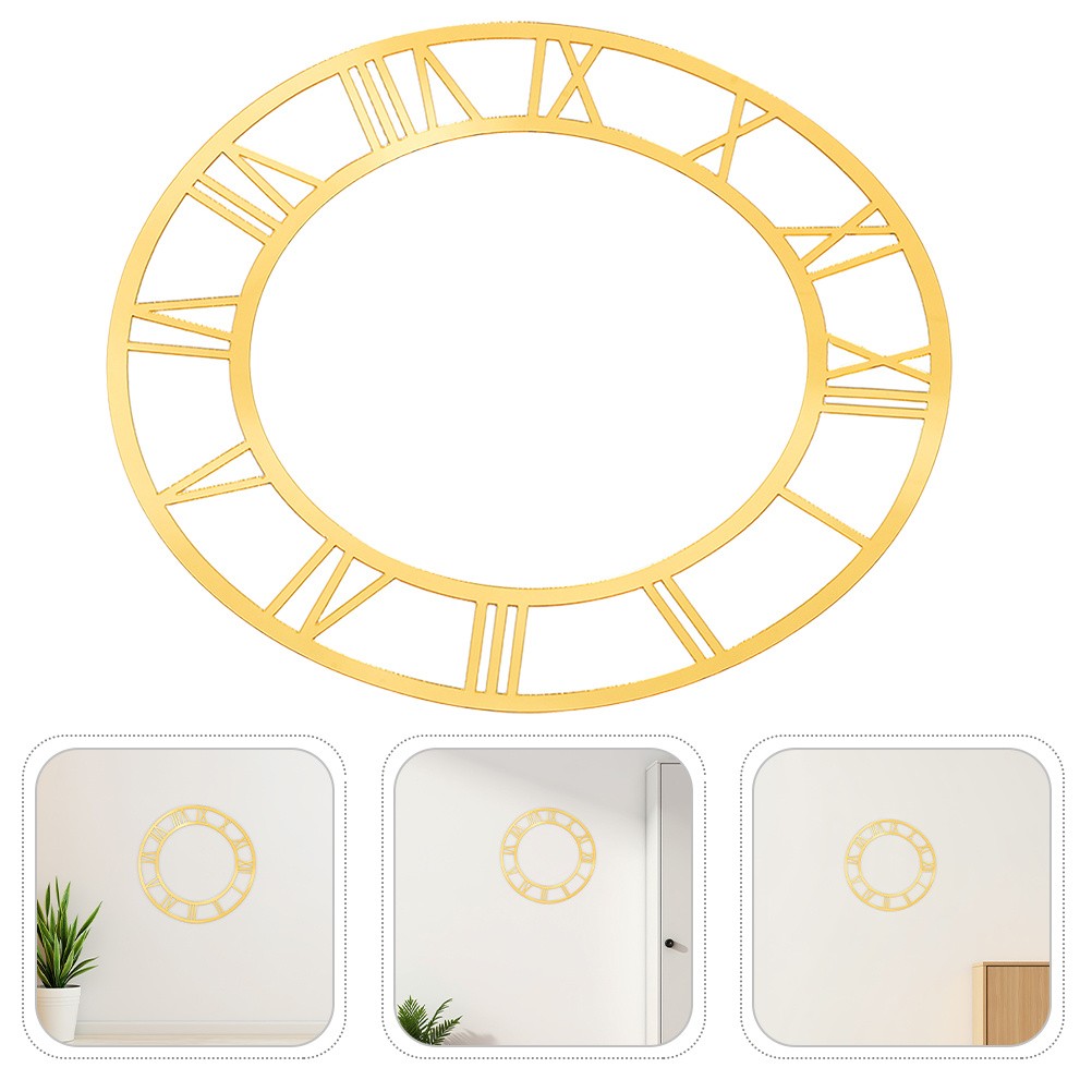 2 Pcs Circle Round Wall Clock Face Cover Roman Numeral