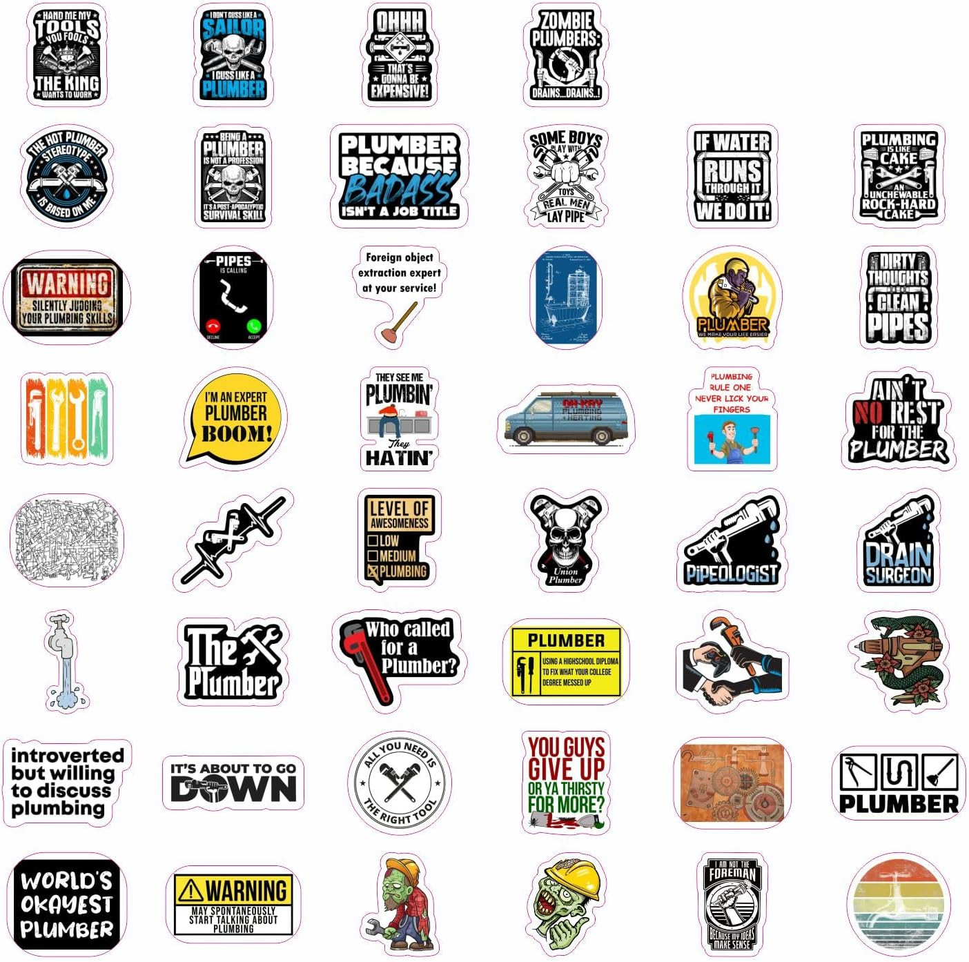 100Pcs Funny Plumbing Stickers for Hard Hat – Plumber Gifts Men Plumber…