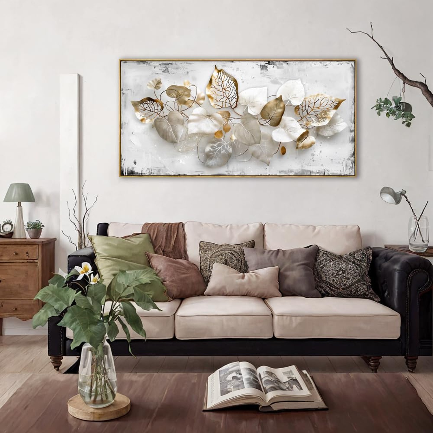 Wall Art Leaf Modern Botanical Artwork Canvas Painting for Living Room Bedroo…
