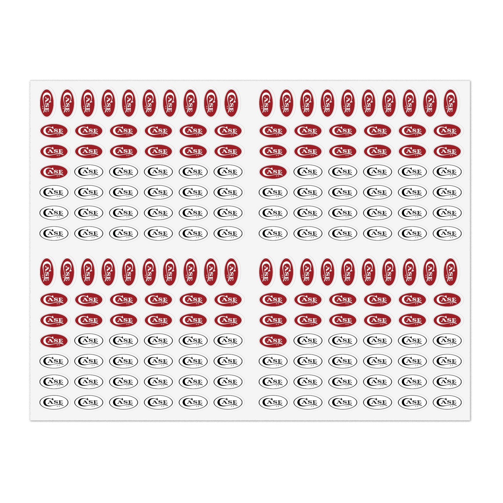 Case XX Knife Logo 180+ Count Approximately 3/4" Decals (Black/White & Red)