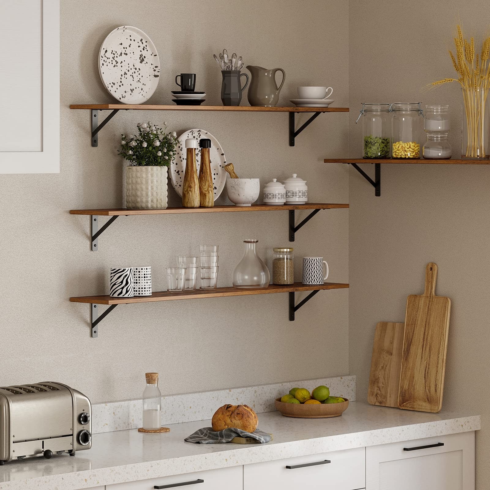 DINZI LVJ Long Wall Shelves, 55.1Inch Wall Mounted Shelves Set of 2, Extra La…