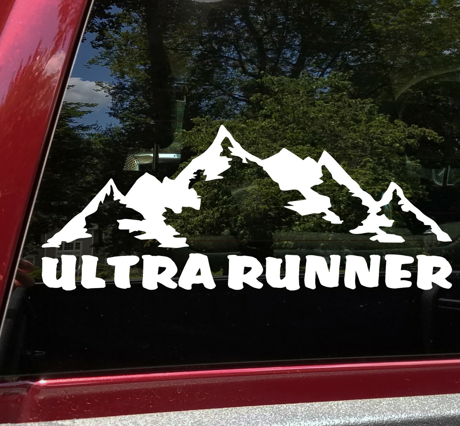 Ultra Runner Mountain Vinyl Decal V2 – Trail Running Sticker 5" to 20" Wide