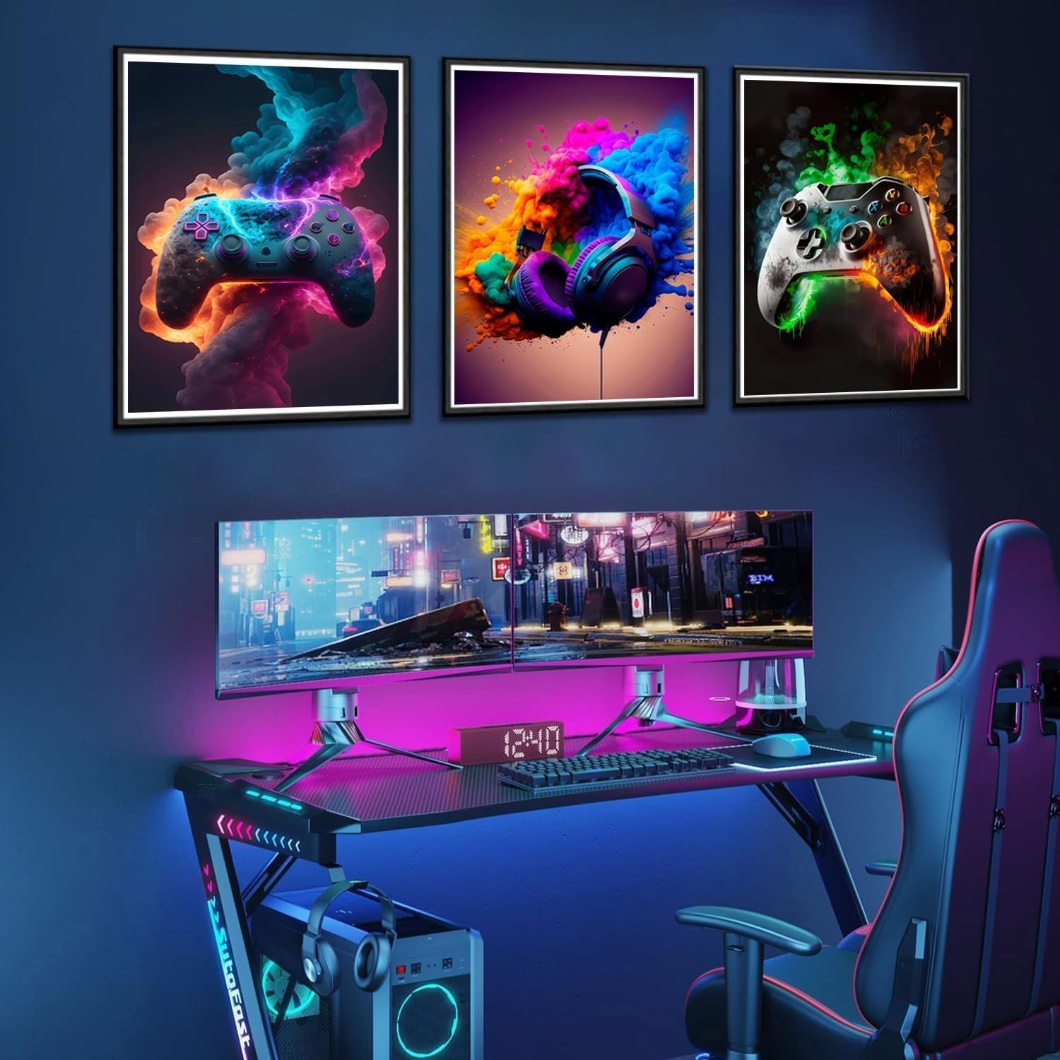 Immersive 12×16 Gaming Art Set – Colorful Unframed Posters for Teen Spaces