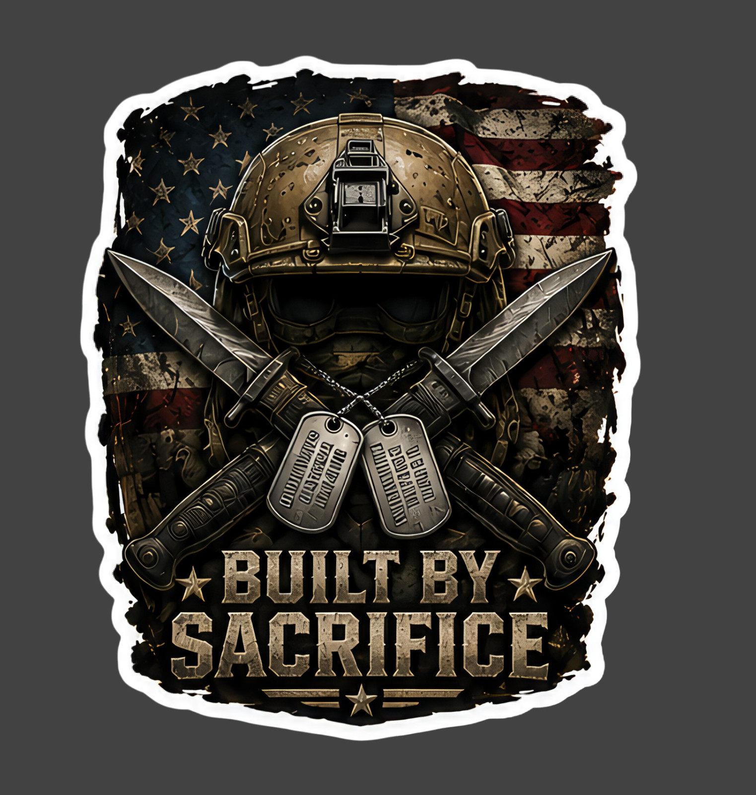 Veteran Sticker Vinyl Decal Built By Sacrifice Military Patriotic USA Army