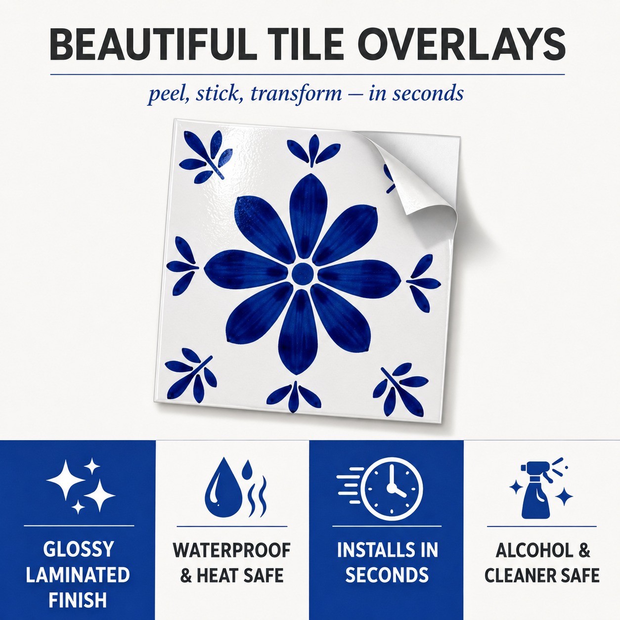 Peel and Stick Tile Stickers Blue White Talavera Kitchen Backsplash Wall Decor