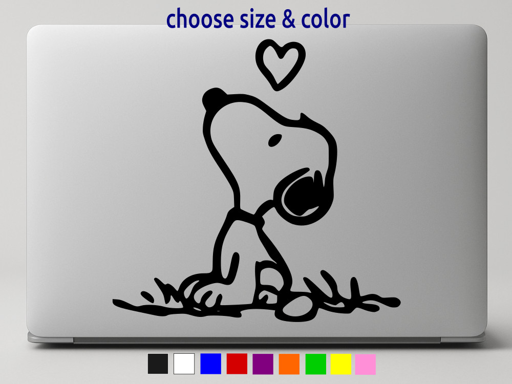 SNOOPY Love Heart from Peanuts Vinyl Decal Wall Car Sticker CHOOSE SIZE COLOR