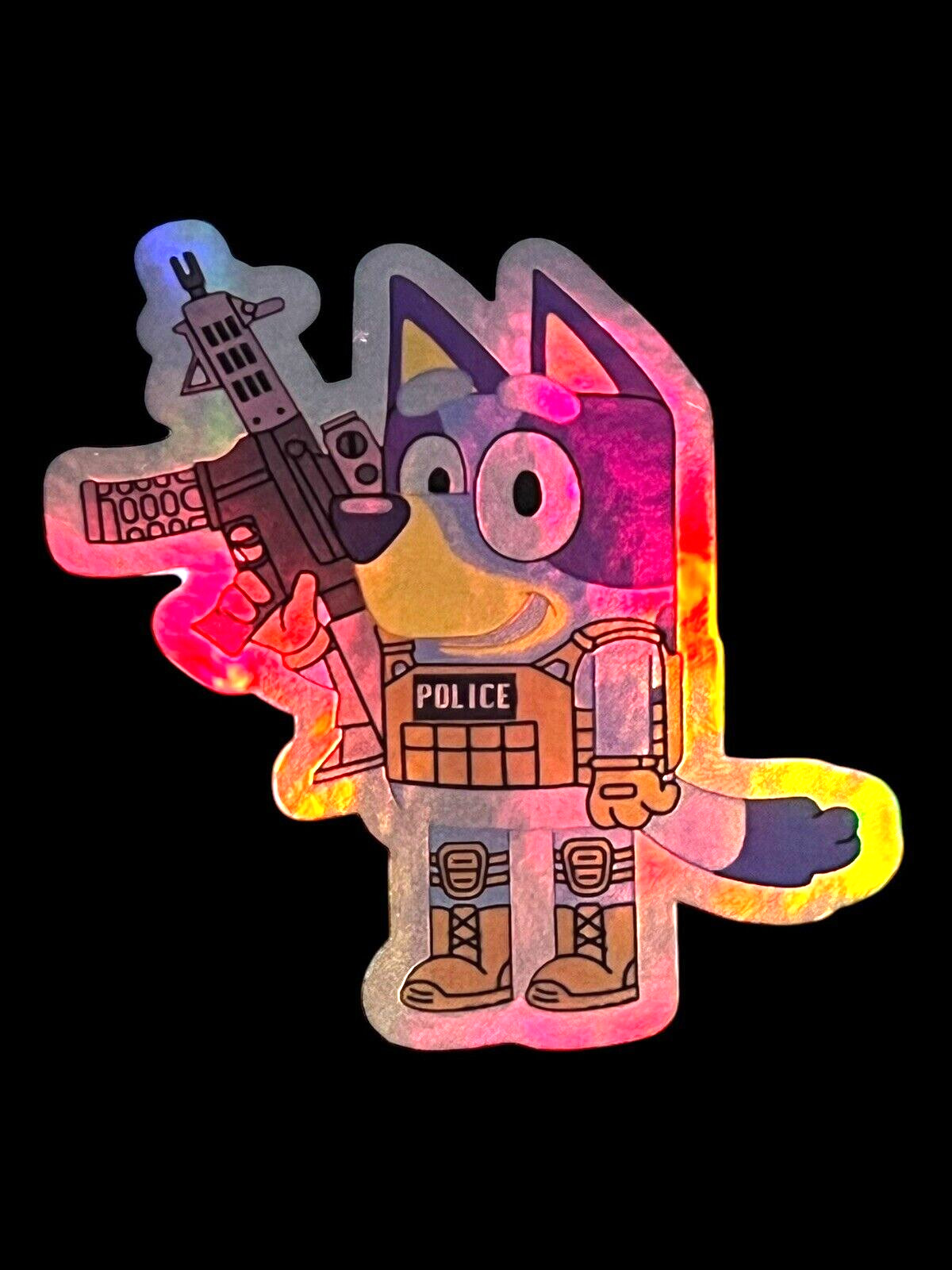 Bluey Tactical Police Die Cut Sticker Decal Glossy White Or Hologram 3” X 3”