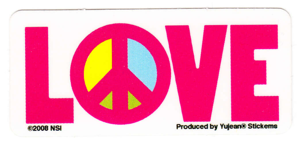 2 Love Peace Mini Die Cut Decal Sticker New Small Hippie Word Art Pink Yujean
