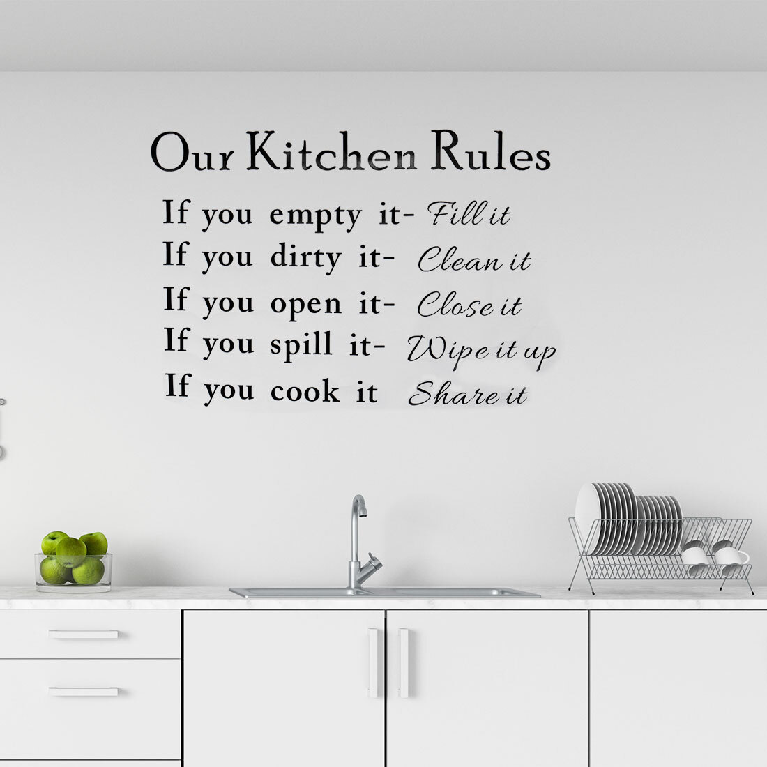 Kitchen Rule Pattern Wall Sticker Removable Art Decal for Bedroom Living Room