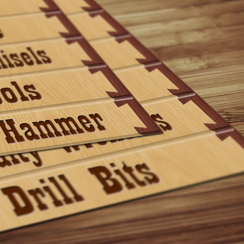 Organizer Labels for Wood Tool Drawers & Cabinets – Master Woodworker 10 PC Set