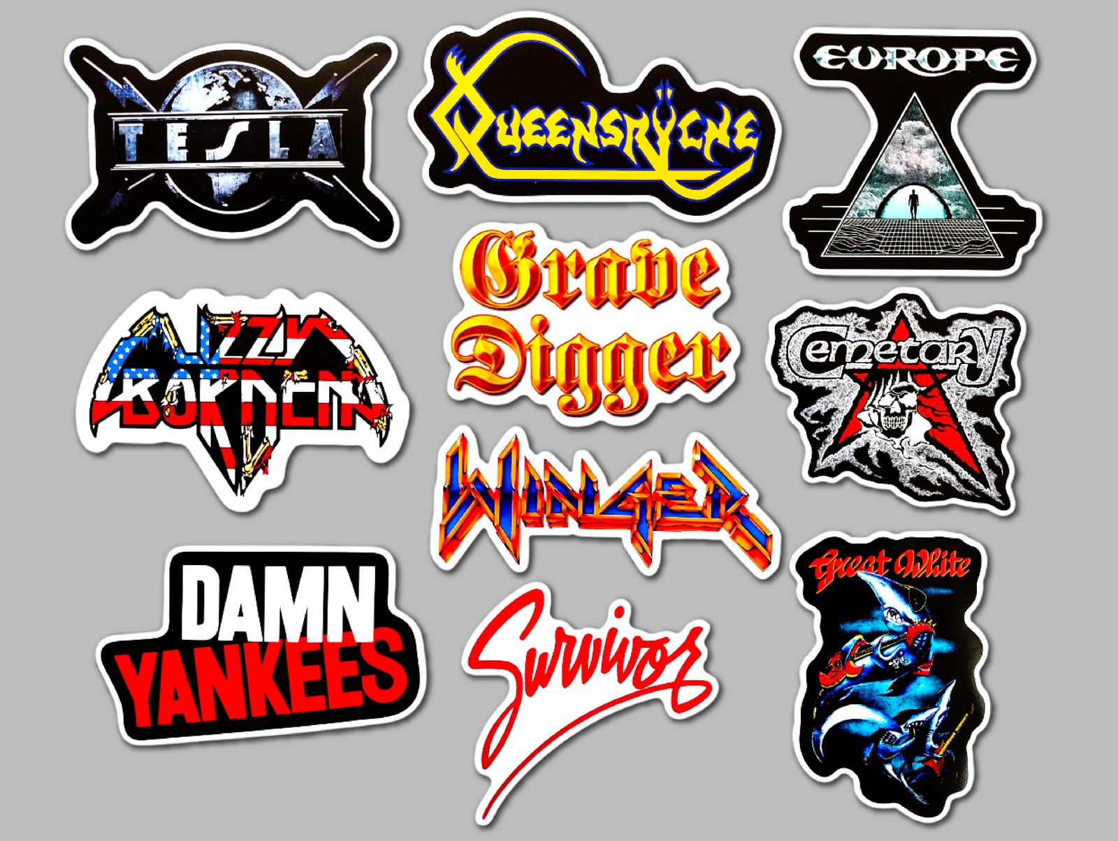 Metal Hard Rock Vinyl Sticker Lot (10 Stickers) SET 5 great white damn yankees