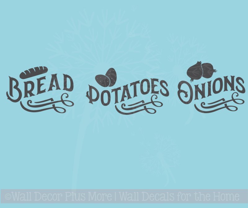 Bread Potatoes Onions Label Kitchen Storage Vinyl Stickers Wall Decals Farmhouse