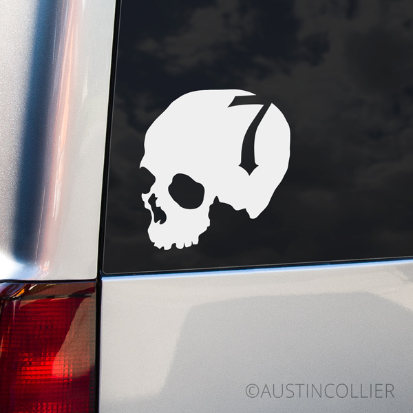 SKULL w/ NUMBER 7 Vinyl Decal Car Truck Laptop Sticker – Moto X FMX Evil Lucky