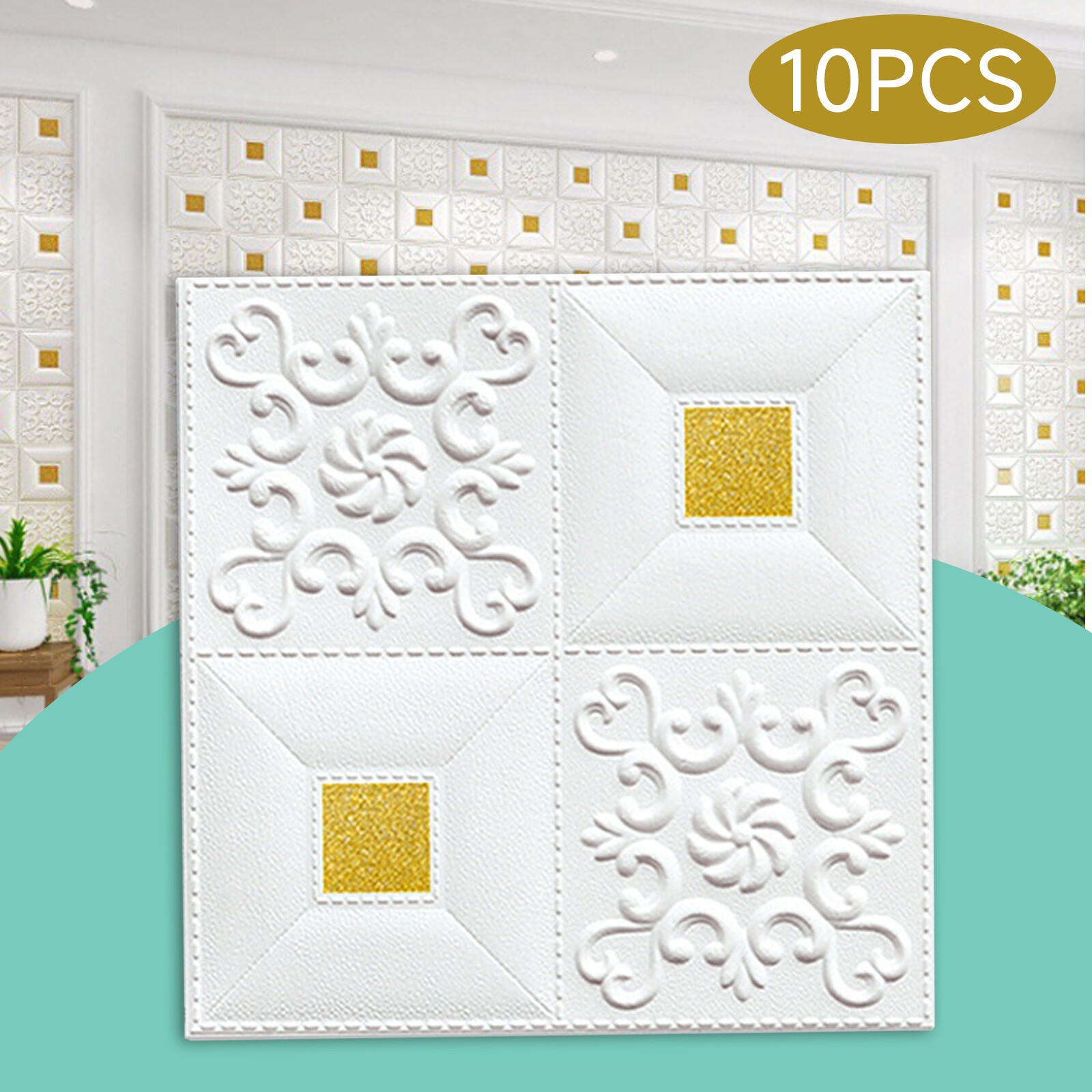 10 Pcs 3D Wall Panels Self-adhesive Tile Brick Sticker Foam Wallpaper Waterpro4Z