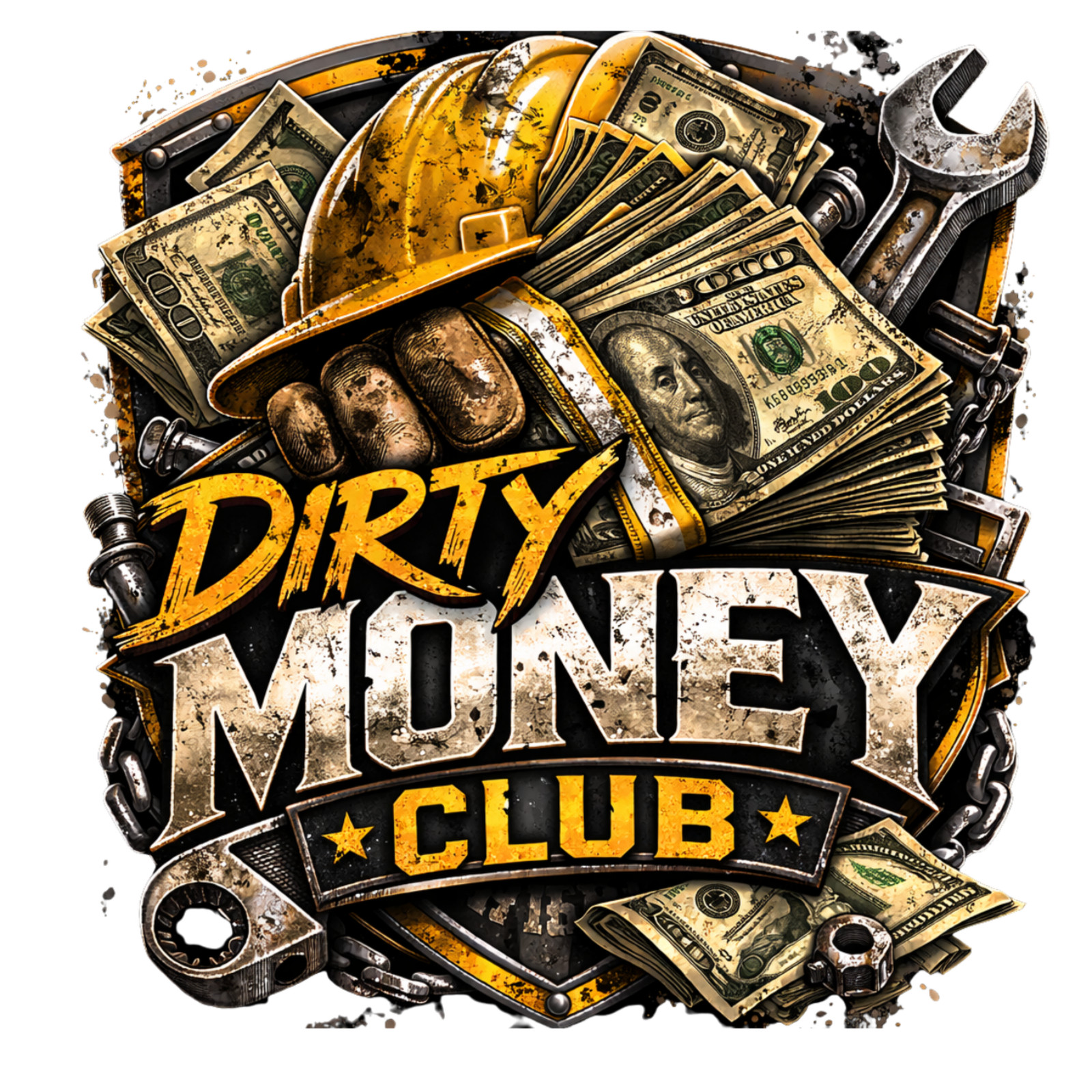 Dirty Money Club 3” UV DTF Decal Mechanic Blue Collar Sticker