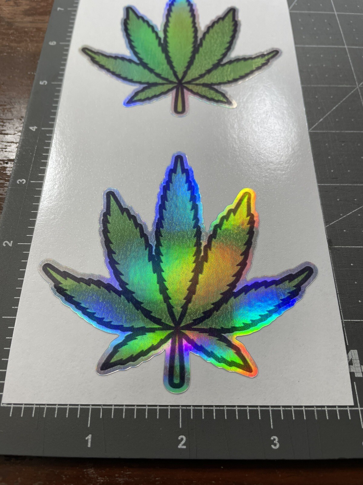 X2 Holographic MARIJUANA POT LEAF Vinyl Decal Stickers Bumper Legalize Weed Fun