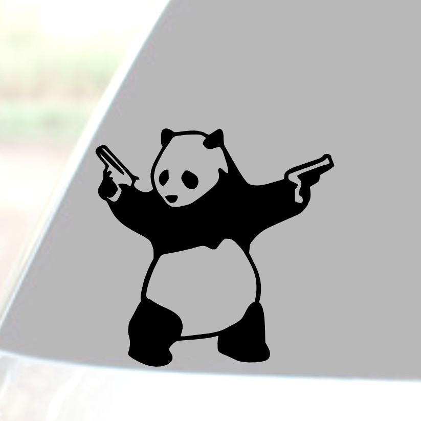 PANDA BEAR WITH GUNS Vinyl Decal Sticker Car Window Wall Bumper FUNNY BANKSY ART